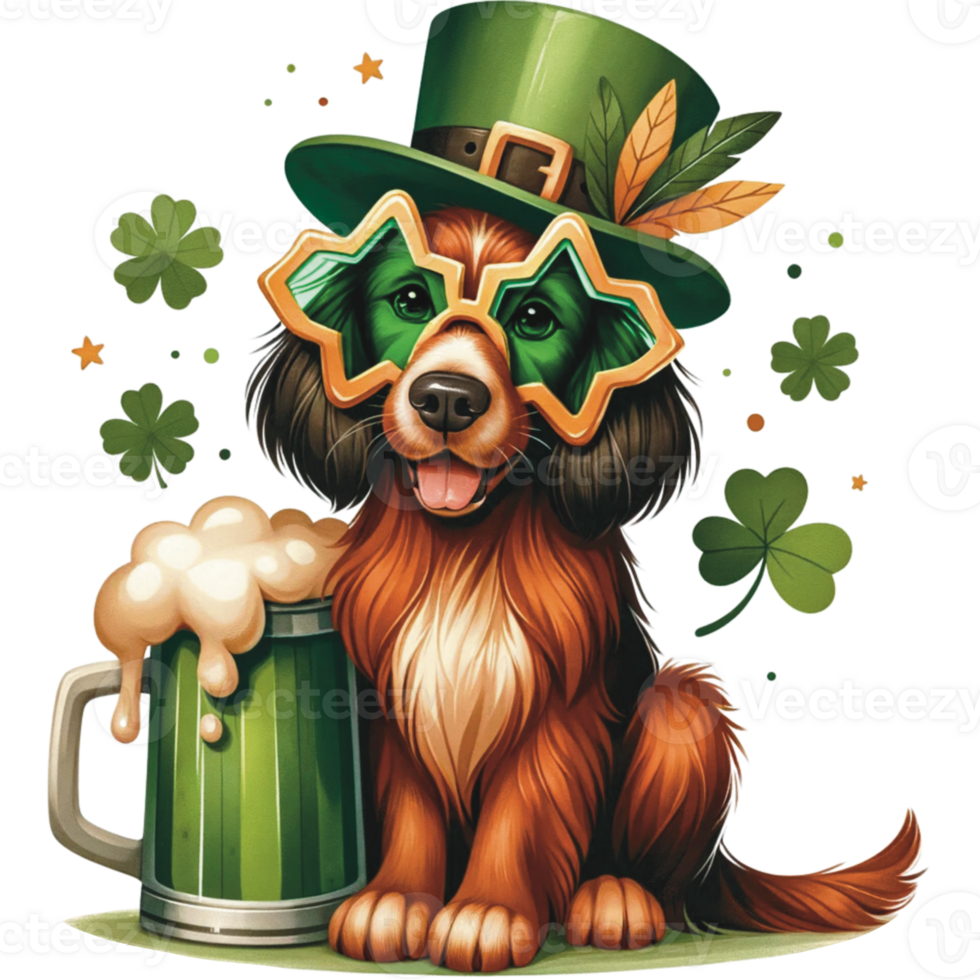 AI generated Irish Setter  Celebrate on St. Patrick Day png