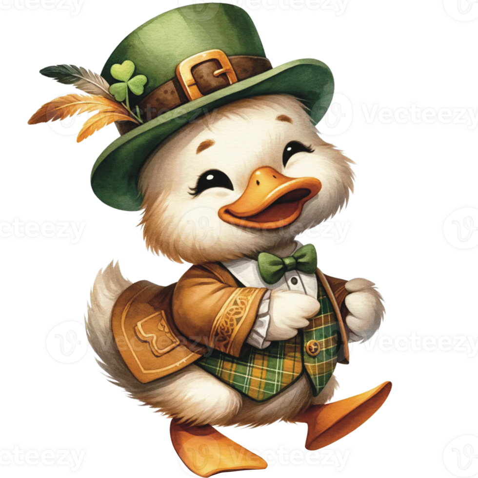 AI generated The Duck Celebrate on Saint Patrick Day png