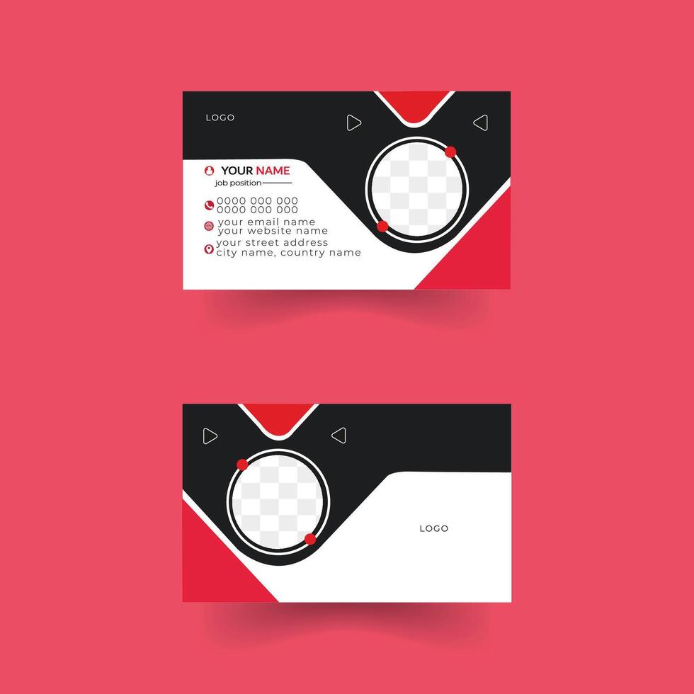 clean business card design with red and black color template vector