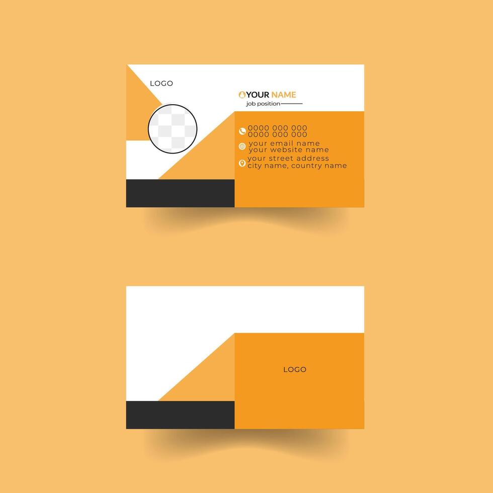 Creative and clean yellow and white business card design template vector