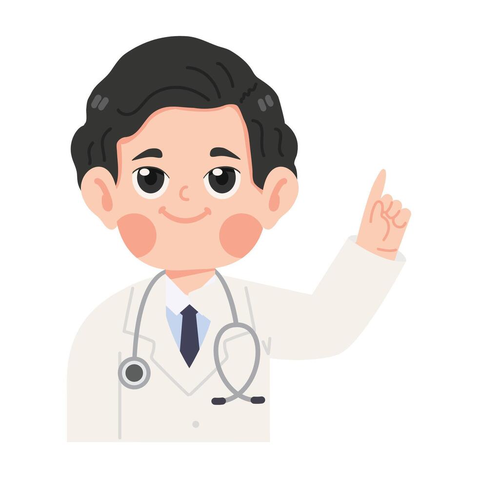 doctor wearing a white coat pointing vector