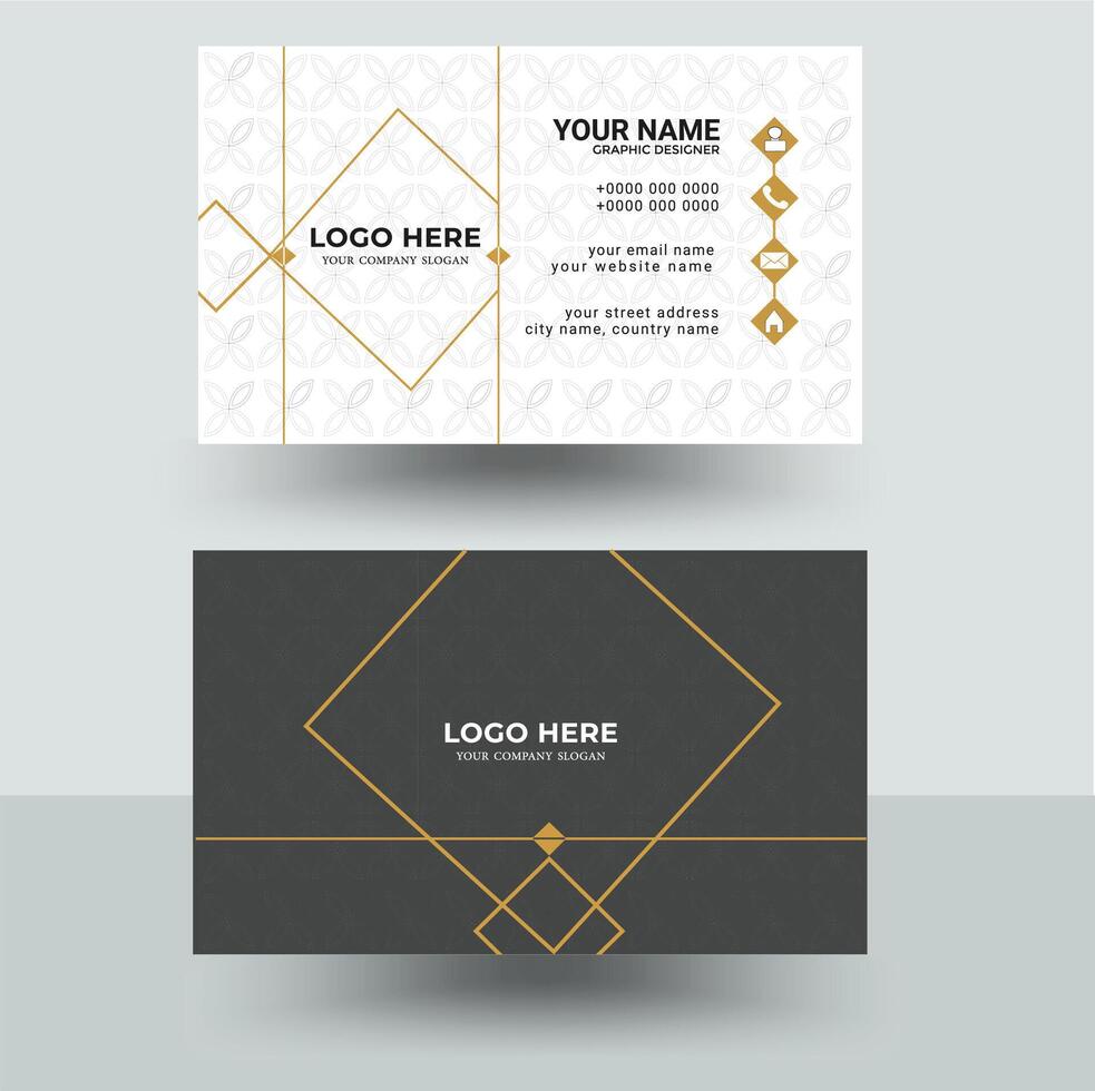 modern and  clean dark black and white business card design template vector