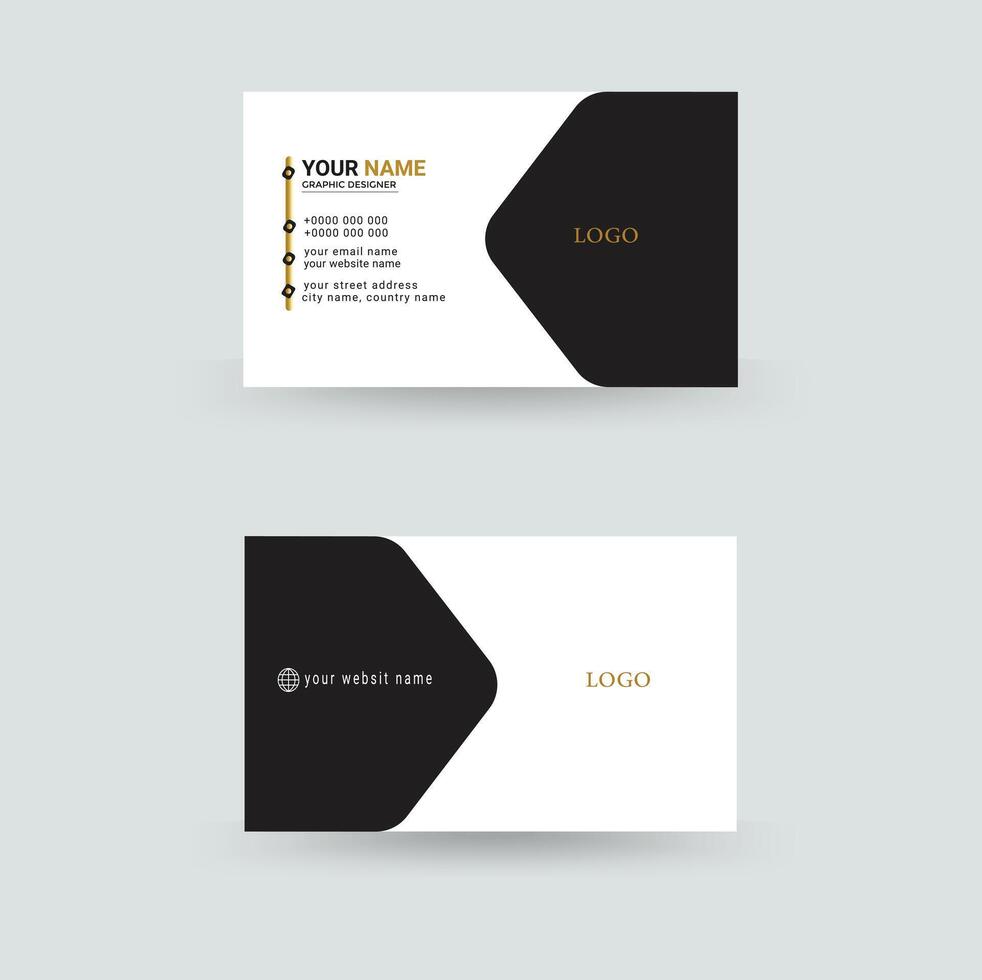 Creative modern clean dark black and white business card design template vector