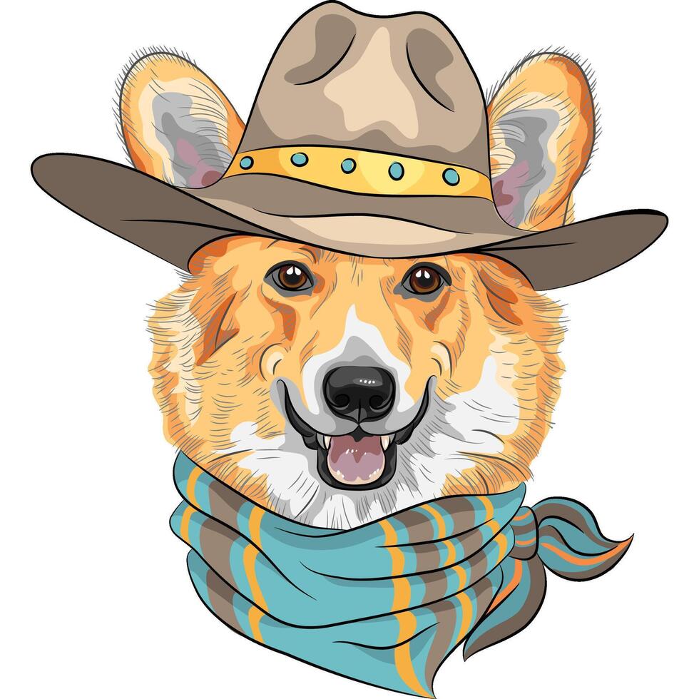 vector Hipster dog Pembroke Welsh corgi