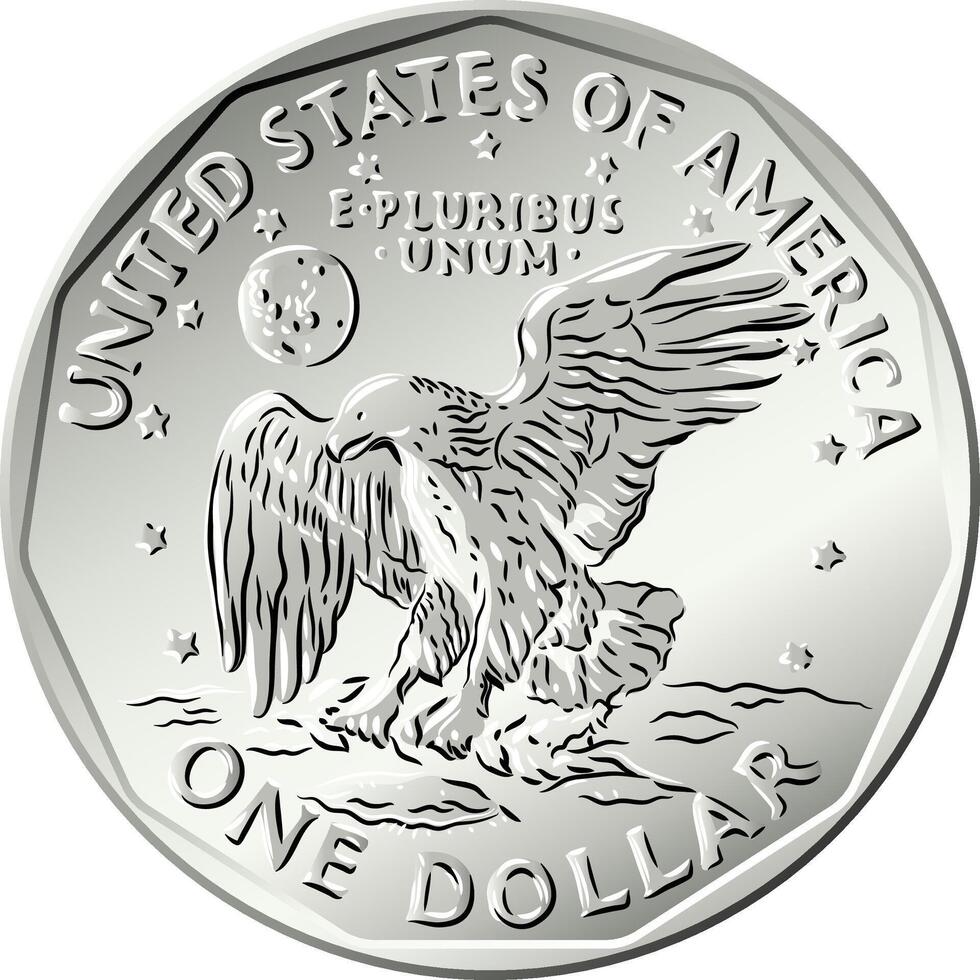 Vector American money Susan B Anthony dollar coin