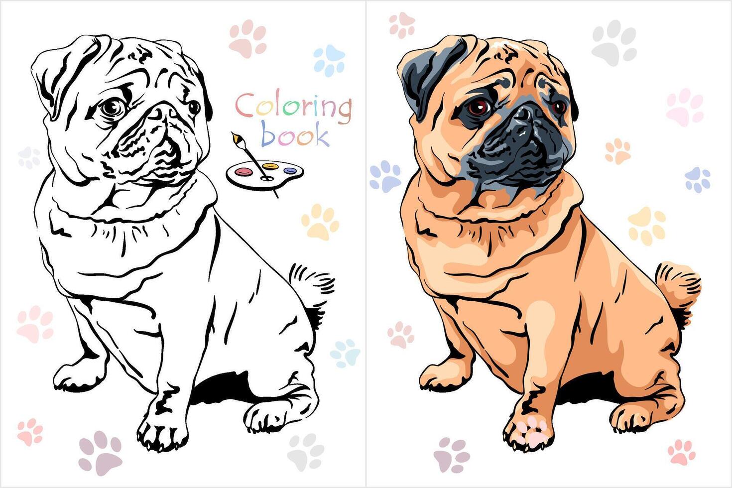 colorante libro página linda perro doguillo raza vector