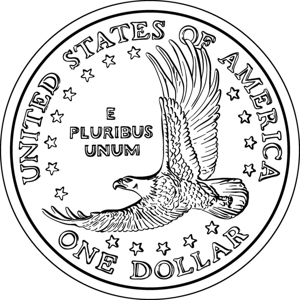 vector American Money, Dollar coin with eagle