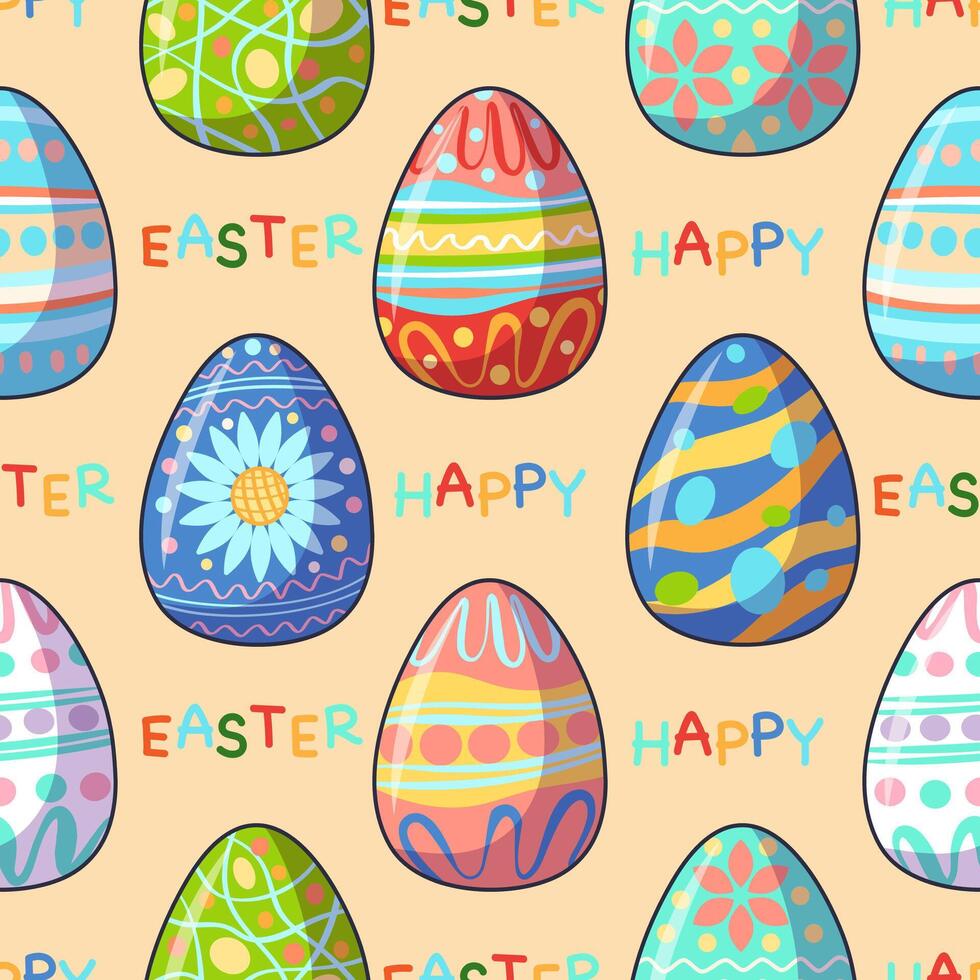 Vector seamless pattern with Easter eggs