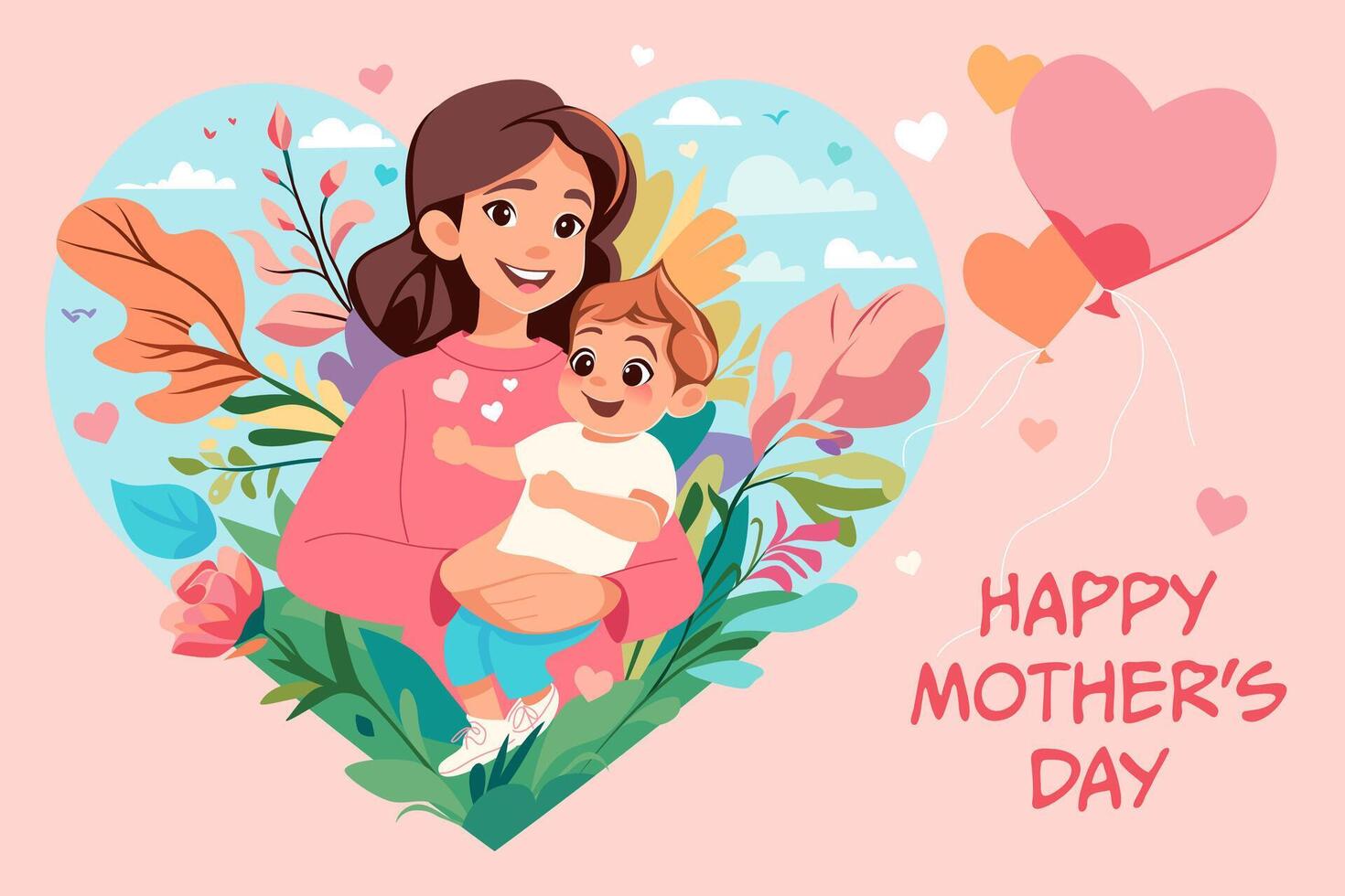 tarjeta de felicitación feliz del día de madres vector