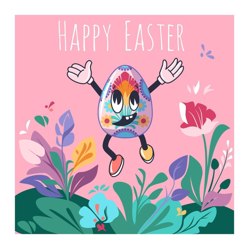 Vector Easter poster with Groovy egg
