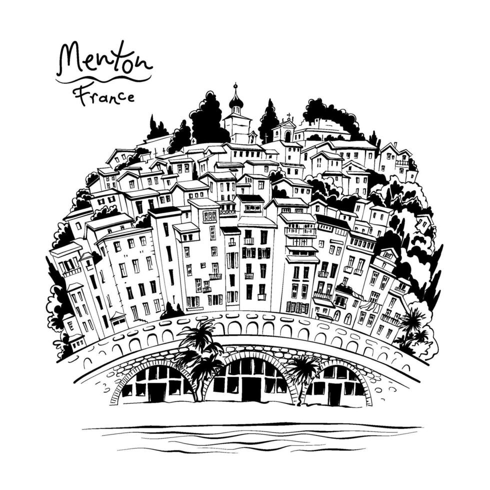 Provencal house, Menton, France vector