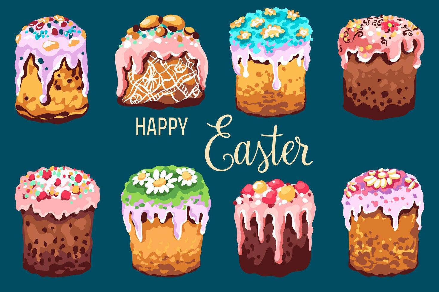 Vector Easter poster with Easter cakes