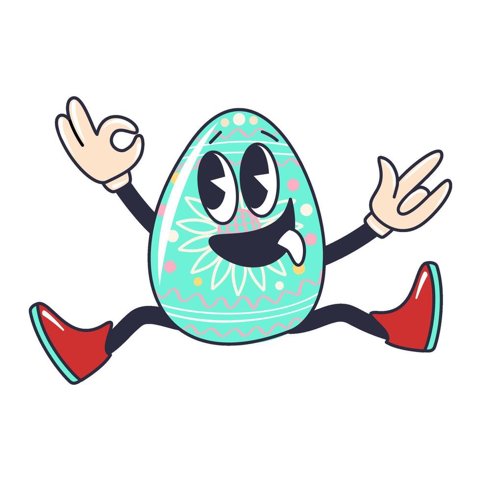 Vector Easter Groovy egg character