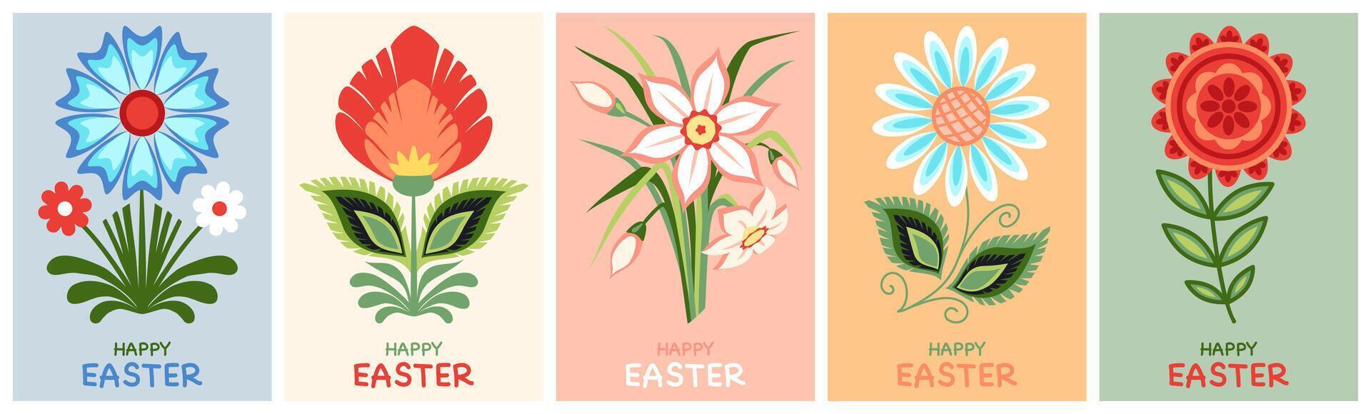 vector Pascua de Resurrección póster con flor