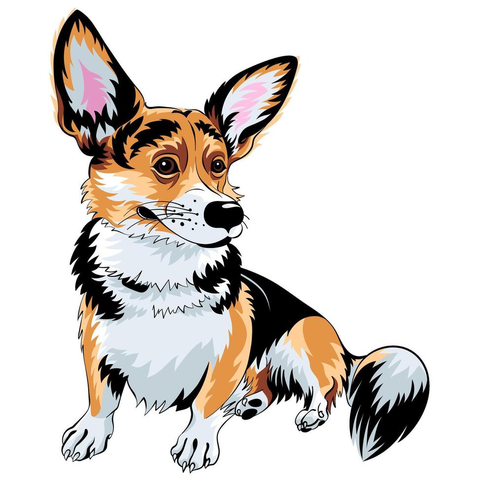 color bosquejo perro pembroke galés corgi vector