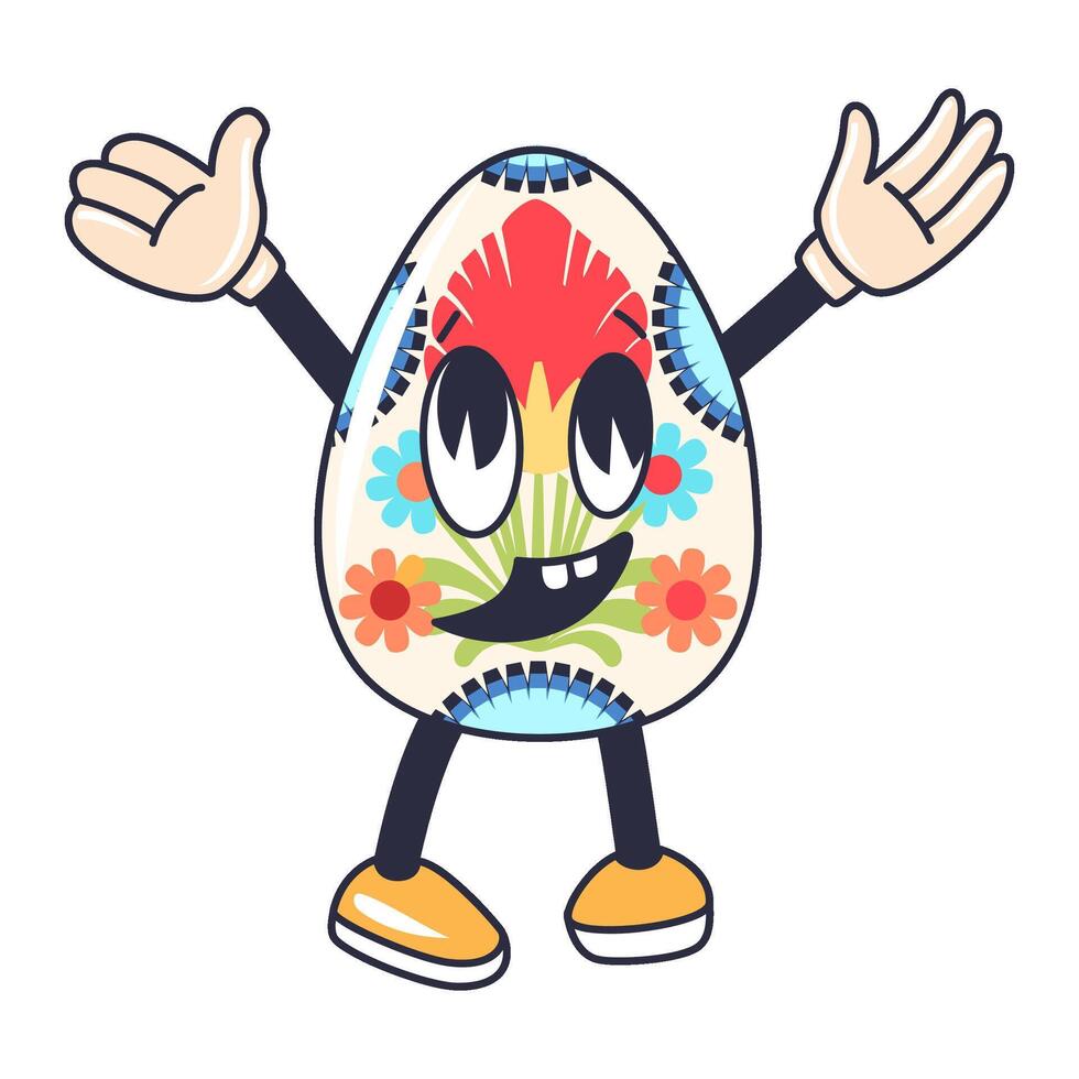 Vector Easter Groovy egg character