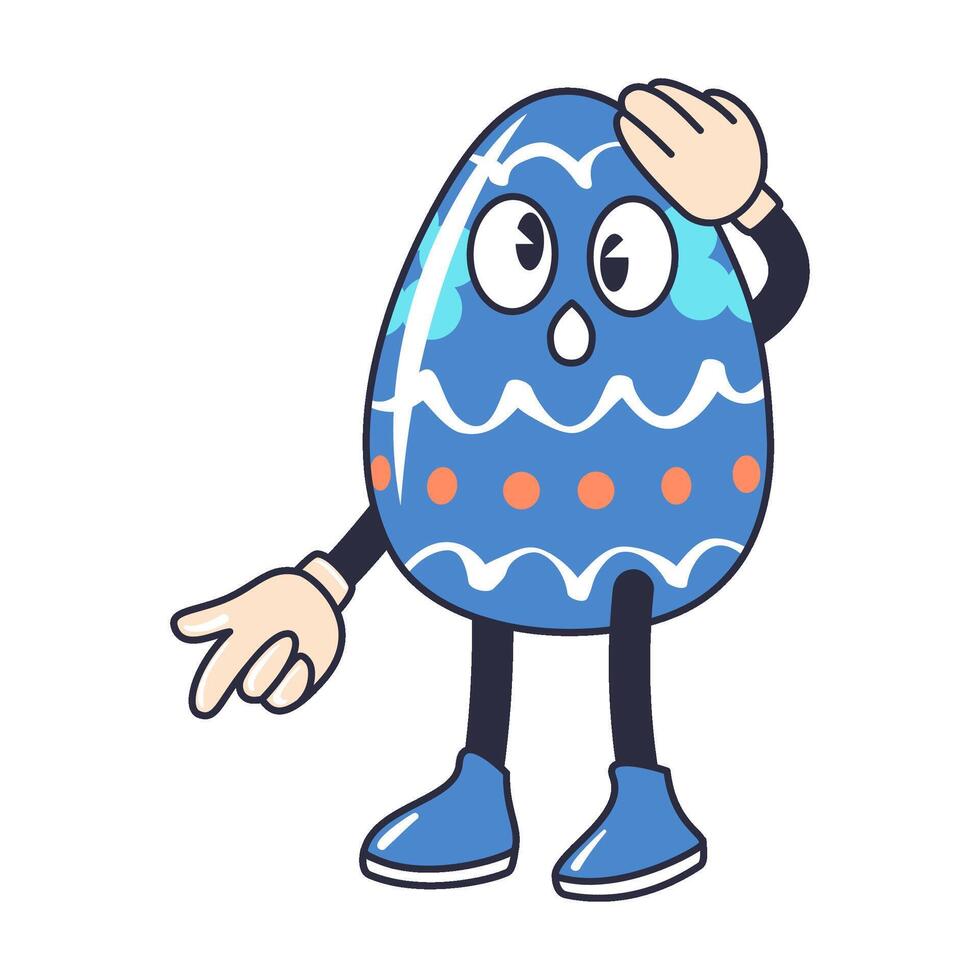 Vector Easter Groovy egg character