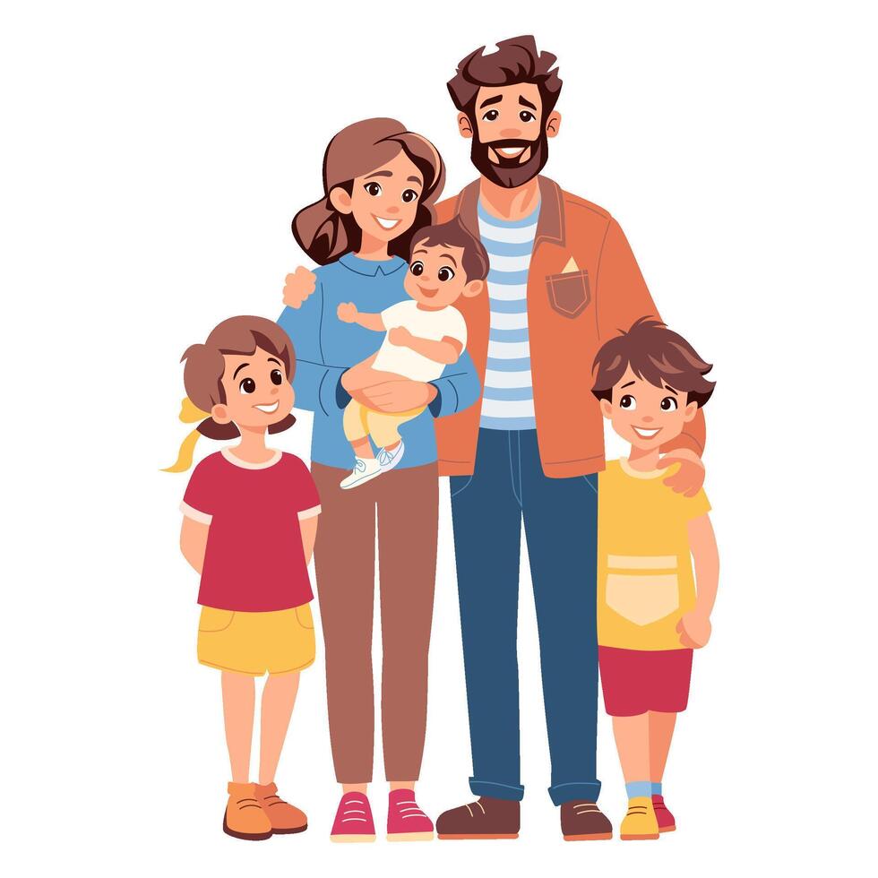 familia feliz ilustración plana vector