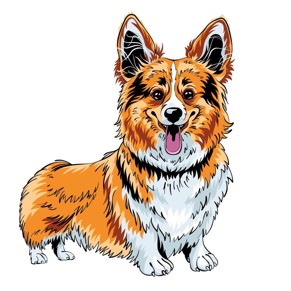 color sketch dog Pembroke Welsh corgi vector