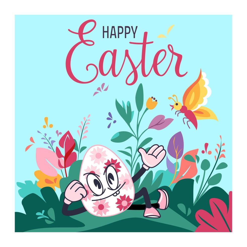 Vector Easter poster with Groovy egg