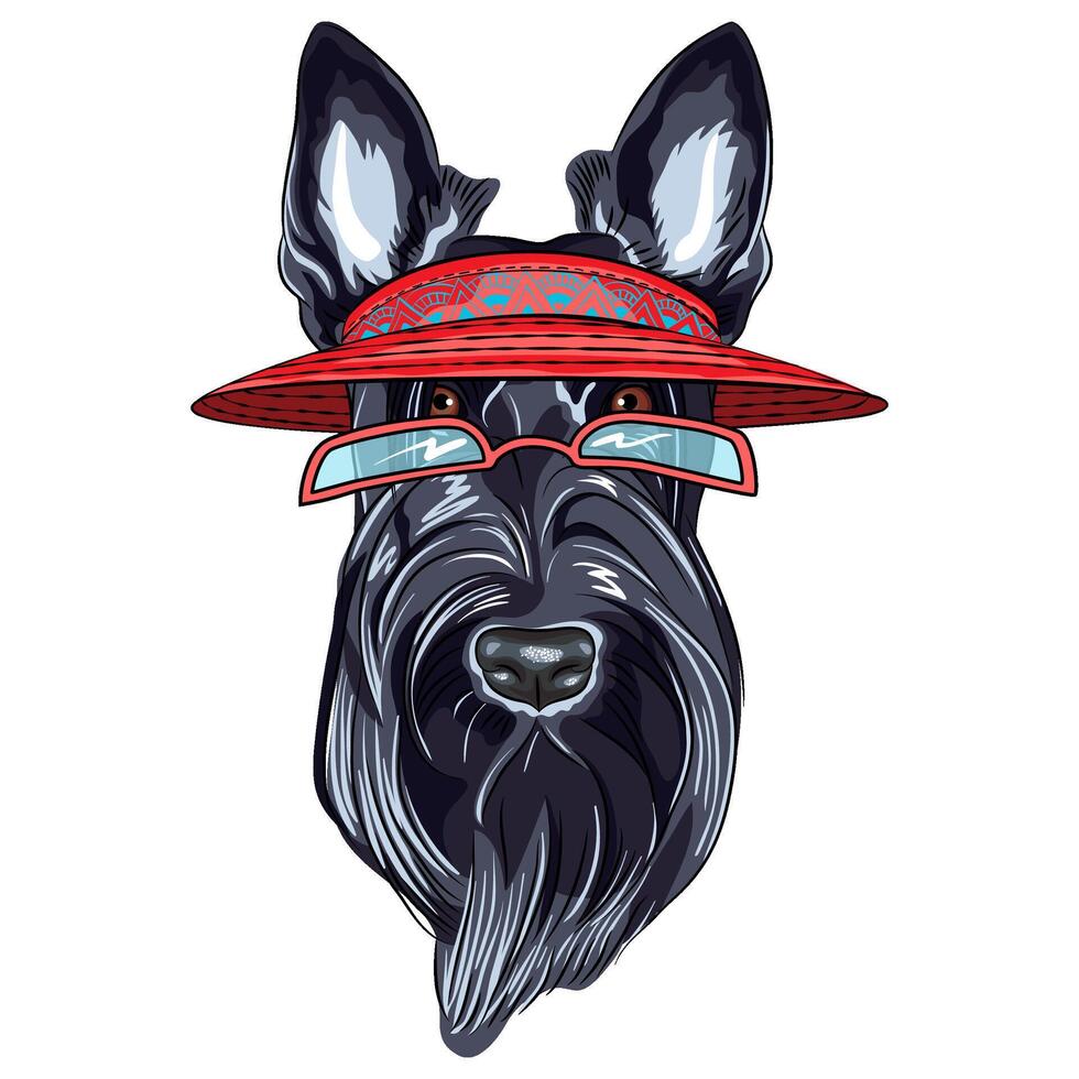 vector dog Scottish Terrier breed in visor