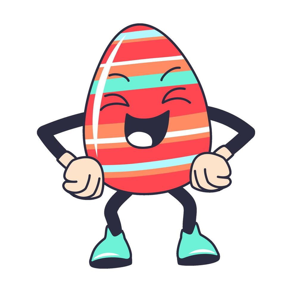 Vector Easter Groovy egg character