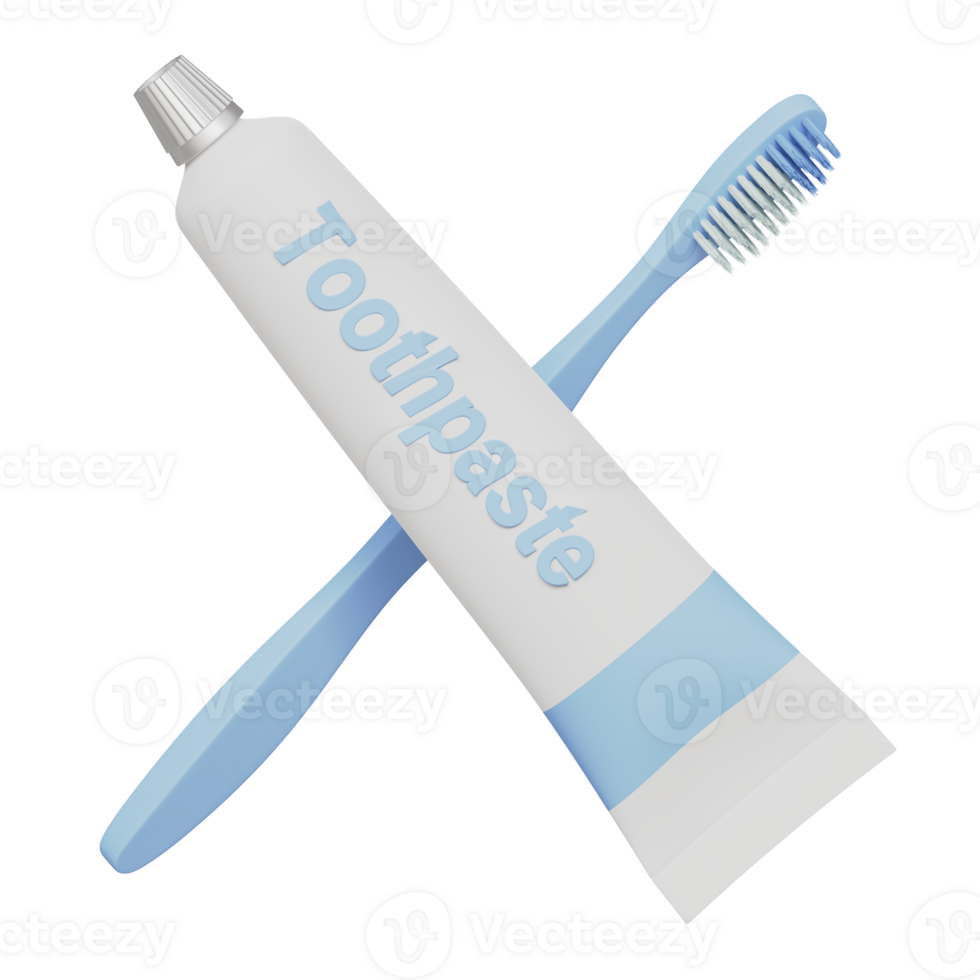 3d icon of toothbrush with toothpaste dental care concept png