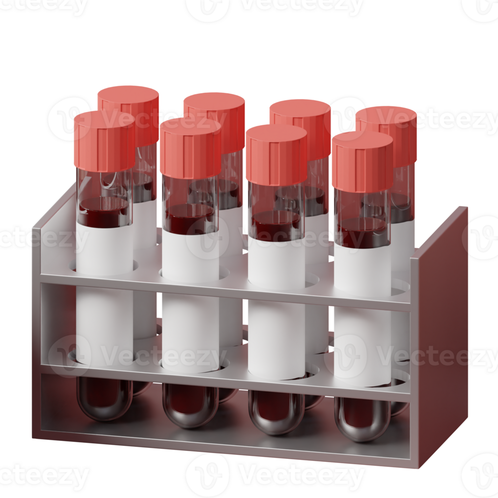 Set of blood test tubes 3d icon png