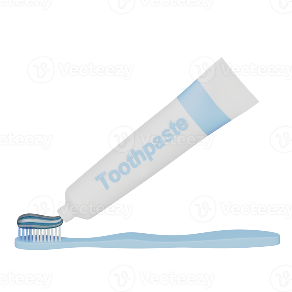 3d icon of toothbrush with toothpaste dental care concept png