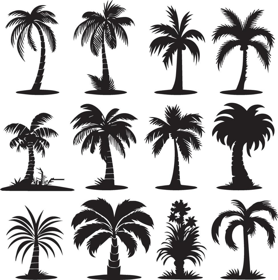 Big Tree silhouettes isolated on white background vector