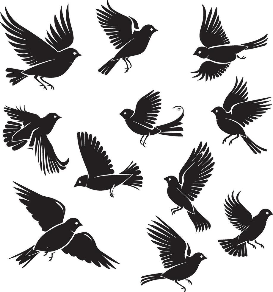 Flying birds silhouettes on white background vector