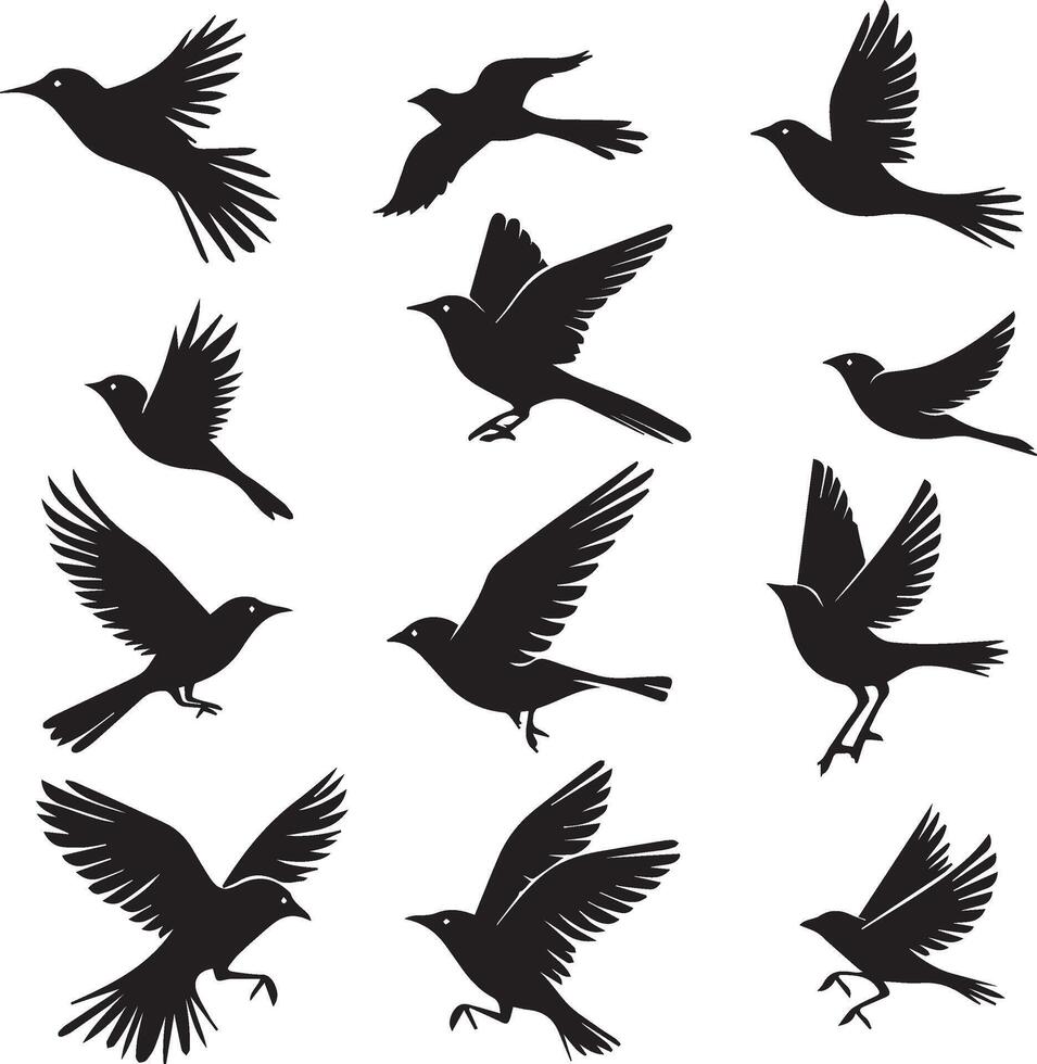 Flying birds silhouettes on white background vector