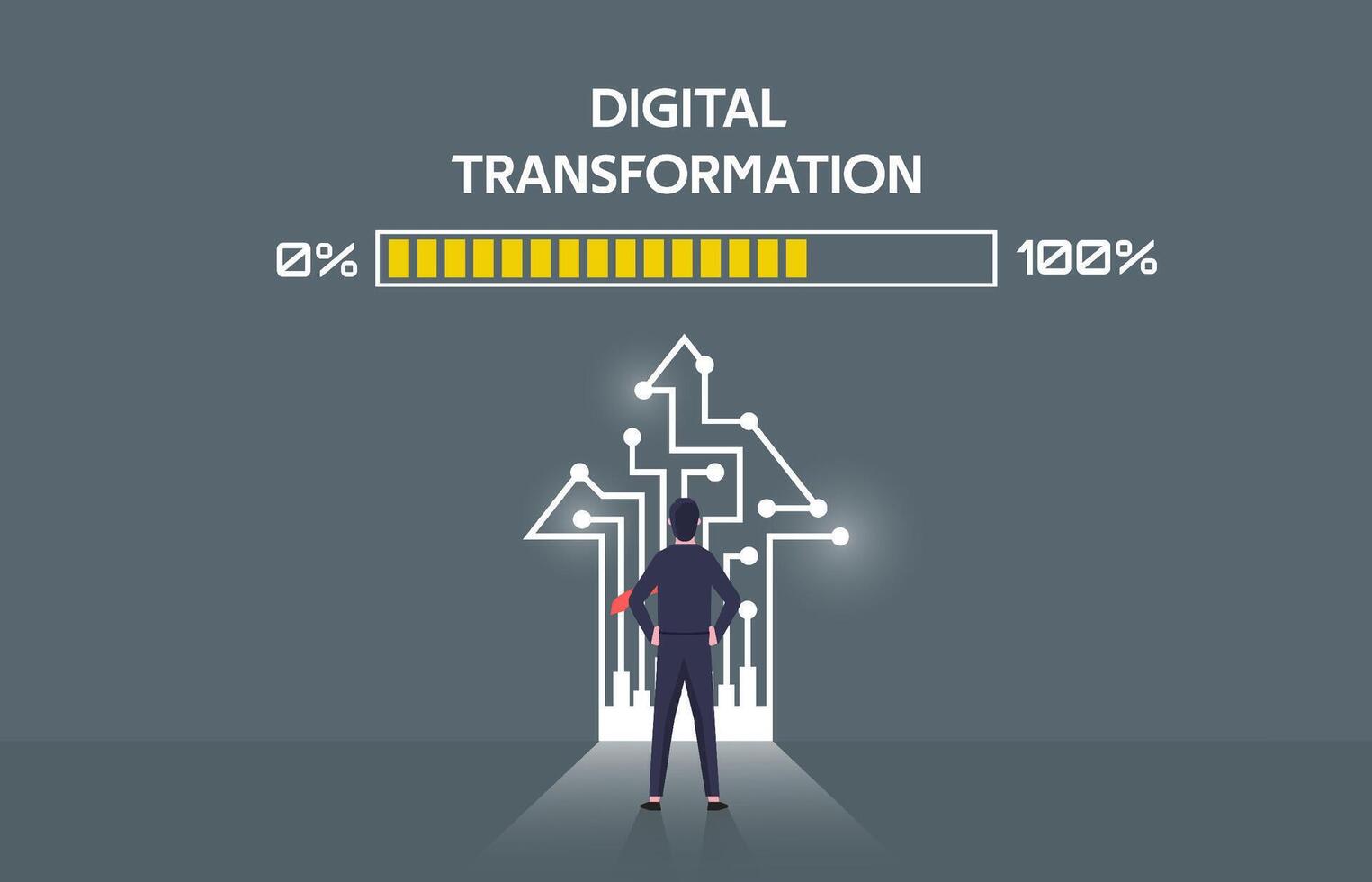 digital transformación concepto, en el Progreso de nuevo innovación sistema y tecnología vector