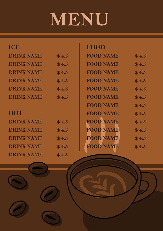 coffee shop menu vector illustration