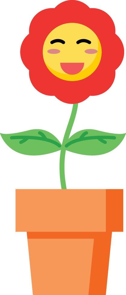a flower pot with a smiley face on it vector