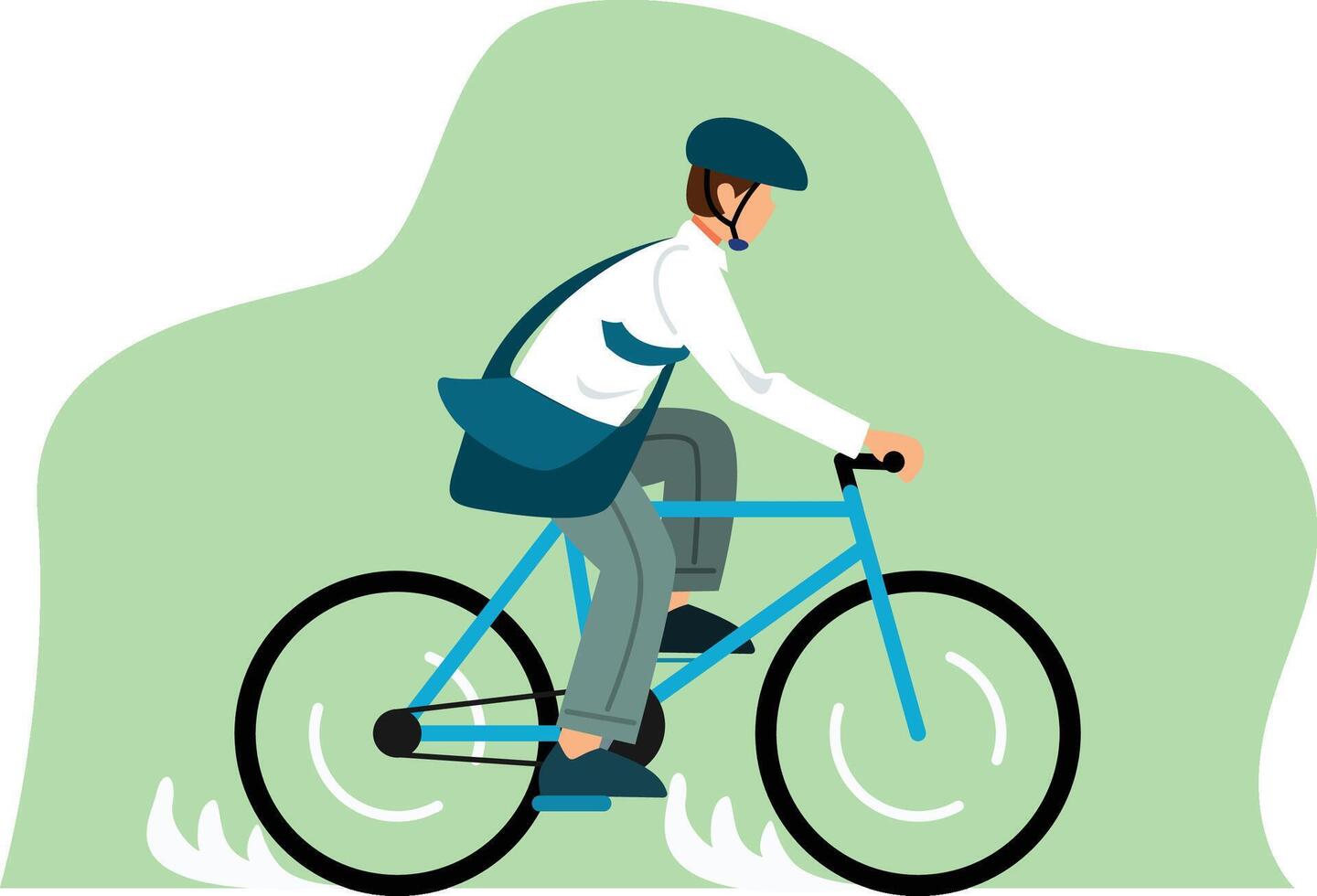 un hombre montando un bicicleta en un verde antecedentes vector