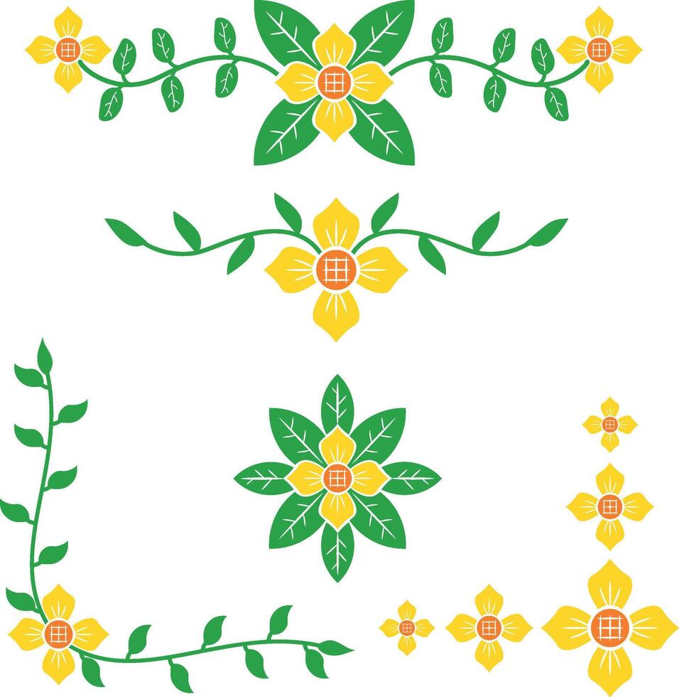 a set of floral designs vector