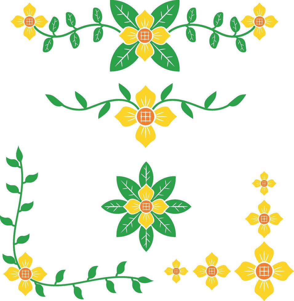 a set of floral designs vector