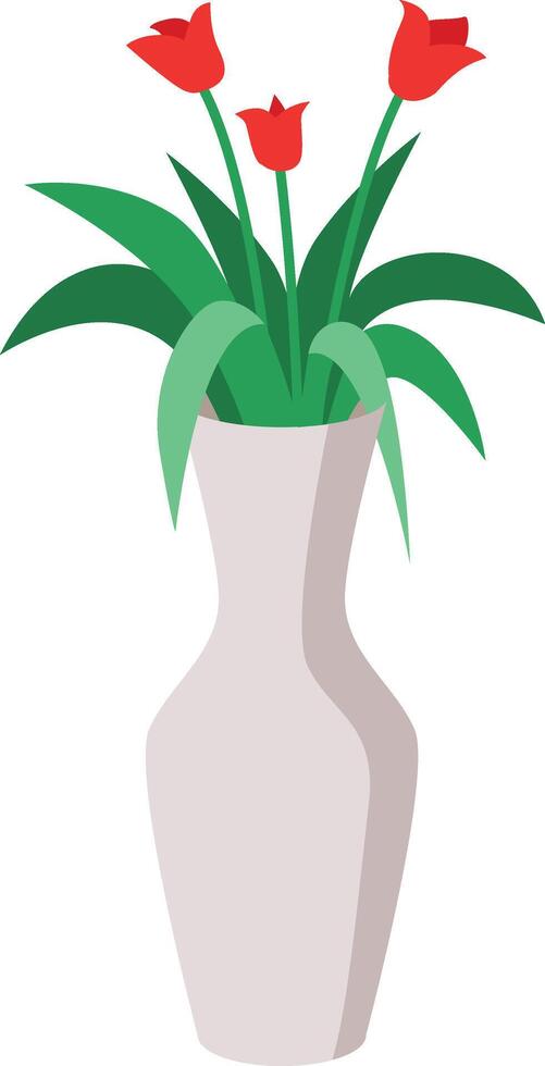 a vase with red flowers in it vector