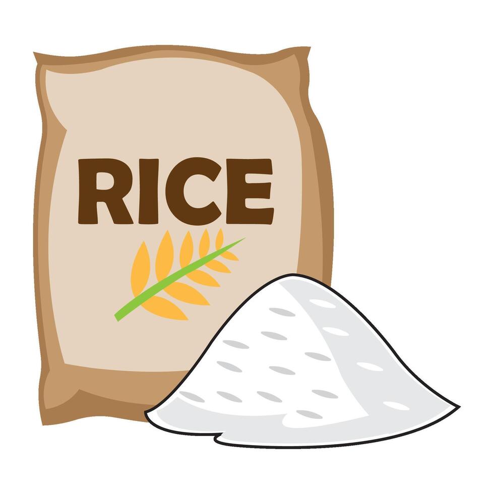 arroz saco icono vector ilustración diseño