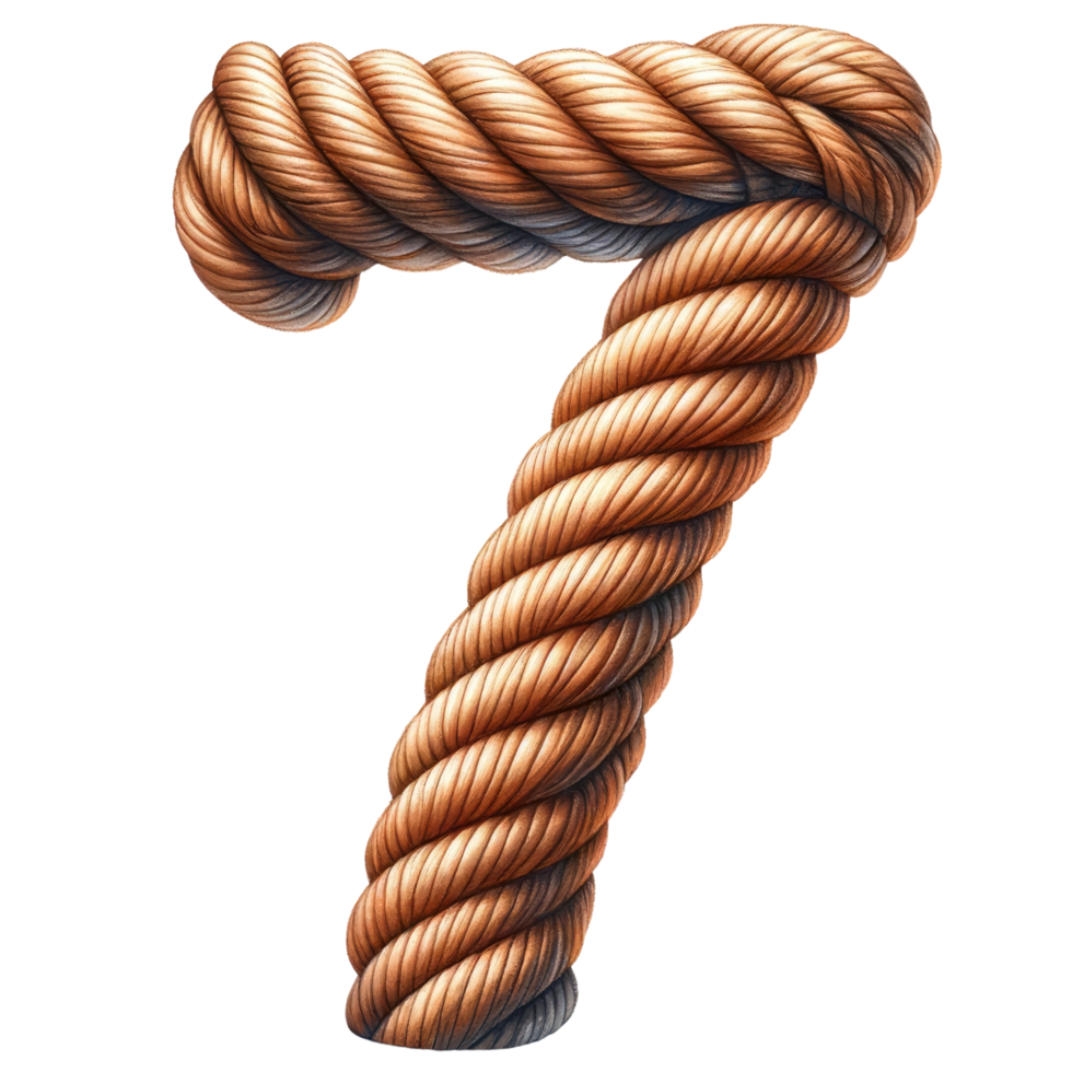 AI generated Artistic Twisted Rope Number Seven Design. png