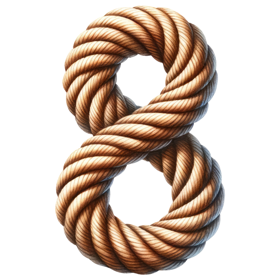 AI generated Artistic Twisted Rope Number Eight Design. png