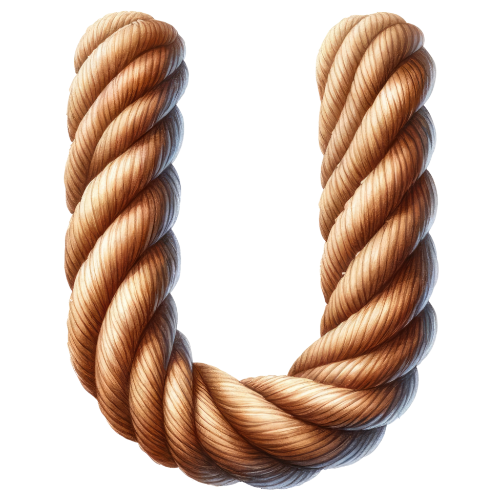 AI generated Rope Alphabet Letter U Illustration. png