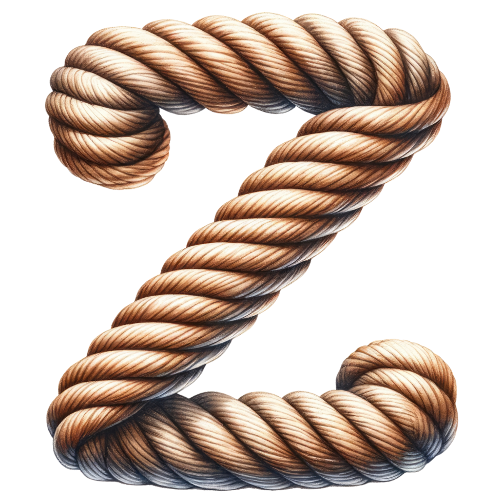 AI generated Rope Alphabet Letter Z Illustration. png