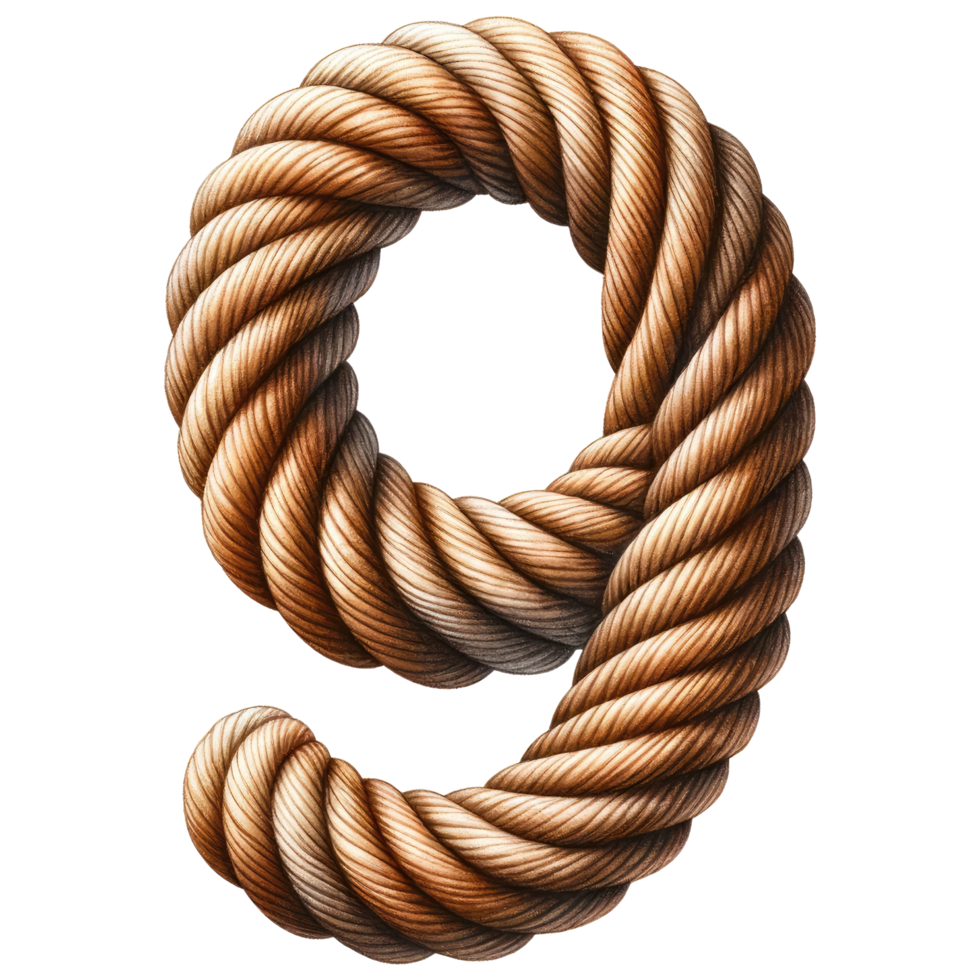 AI generated Artistic Twisted Rope Number Nine Design. png