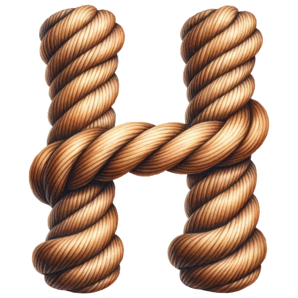 AI generated Rope Alphabet Letter H Illustration. png