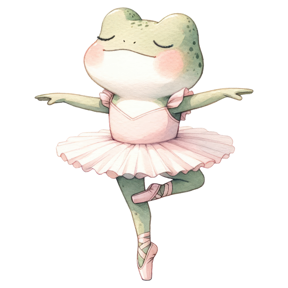 ai generato carino rana ballerina cartone animato illustrazione. png