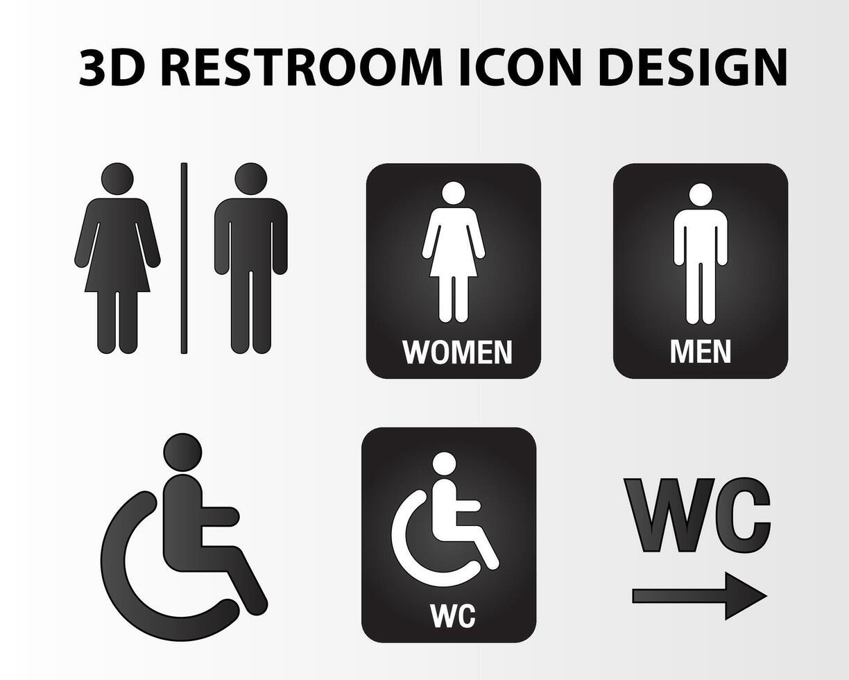 Washroom, toilet, restroom icon set for male female vector