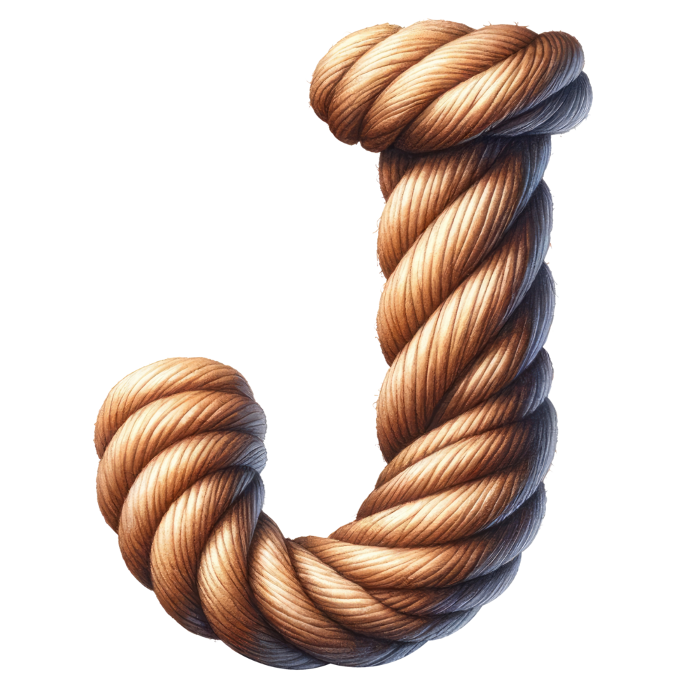 AI generated Rope Alphabet Letter J Illustration. png