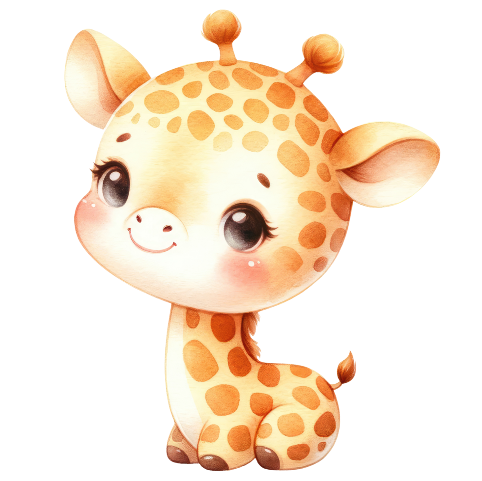 AI generated Delightful Baby Giraffe Cartoon Illustration. png